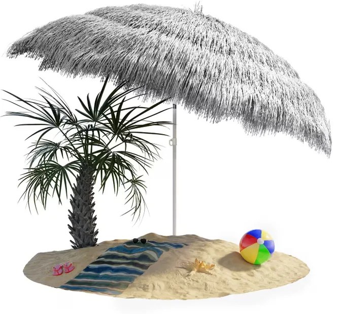 Guarda-sol Hawaii Ø160cm Proteção UV 30+ cinzento claro