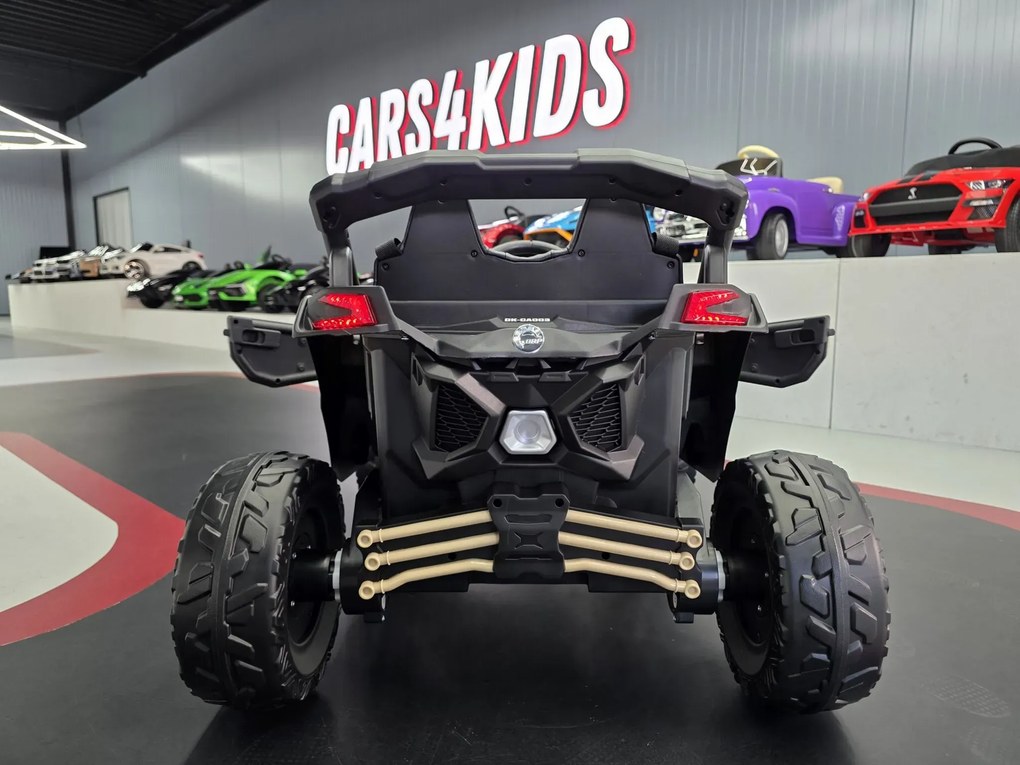 Buggy Can Am Maverick 4x4 12V Pneus EVA, Assento de couro sintético Cáqui