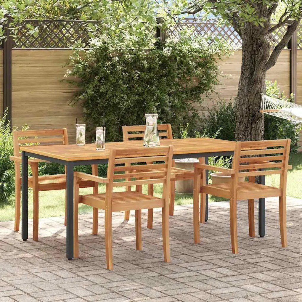 Mesa de Jardim 180 x 90 x 75 cm em madeira de acácia e metal