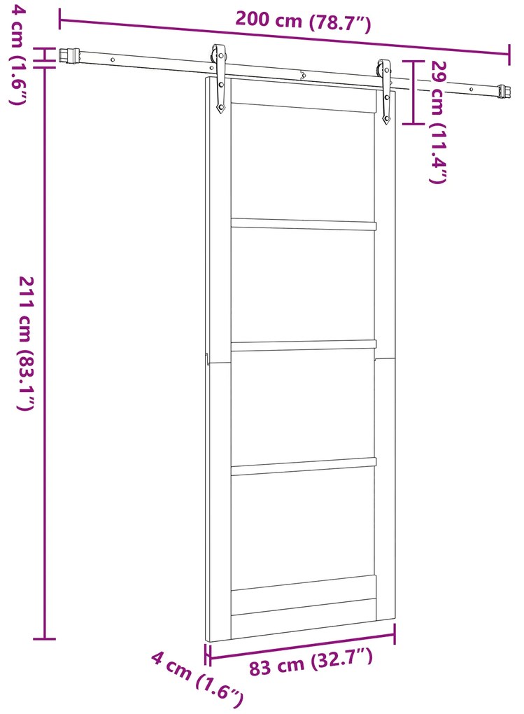 Porta Deslizante vidaXL com Conjunto de Hardware Branca 83x211 cm Made