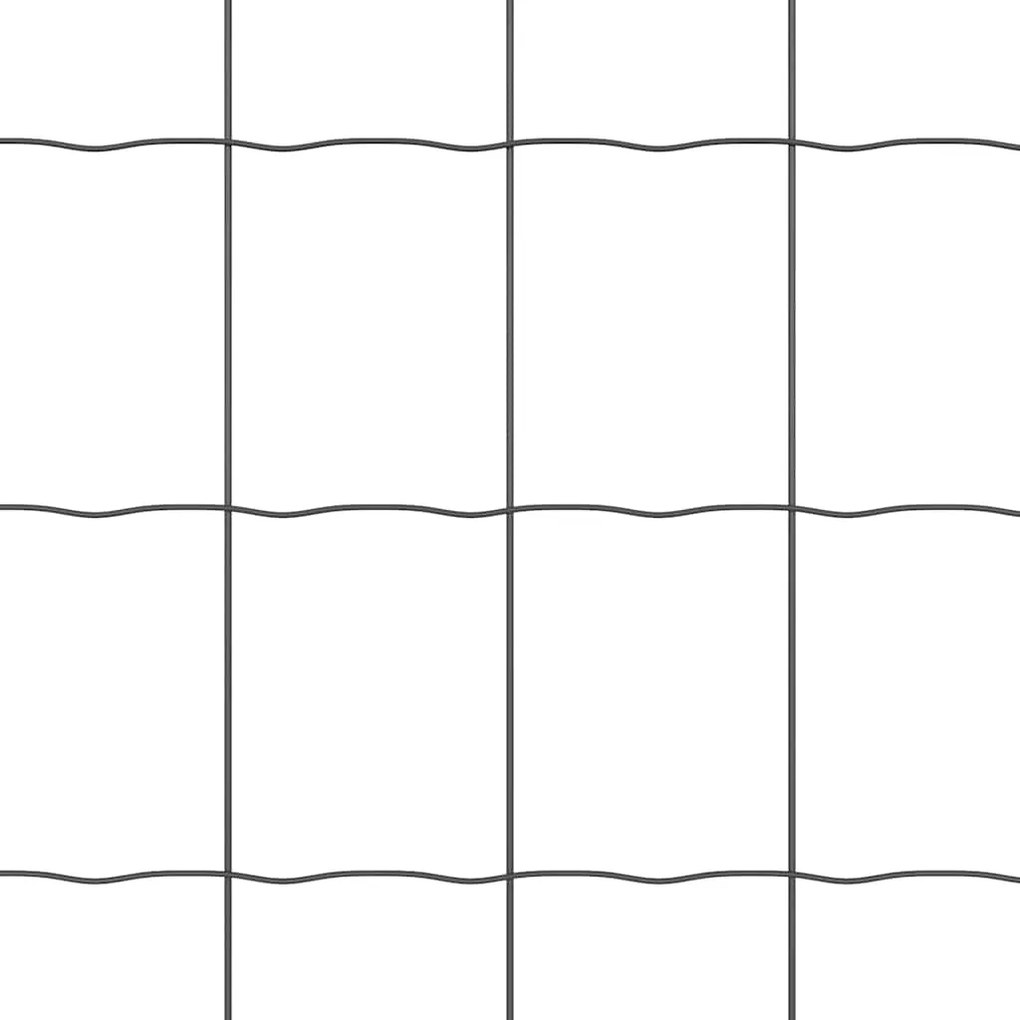 Cerca Euro com 7 postes, 1.6 x 10 m, em aço galvanizado cinza