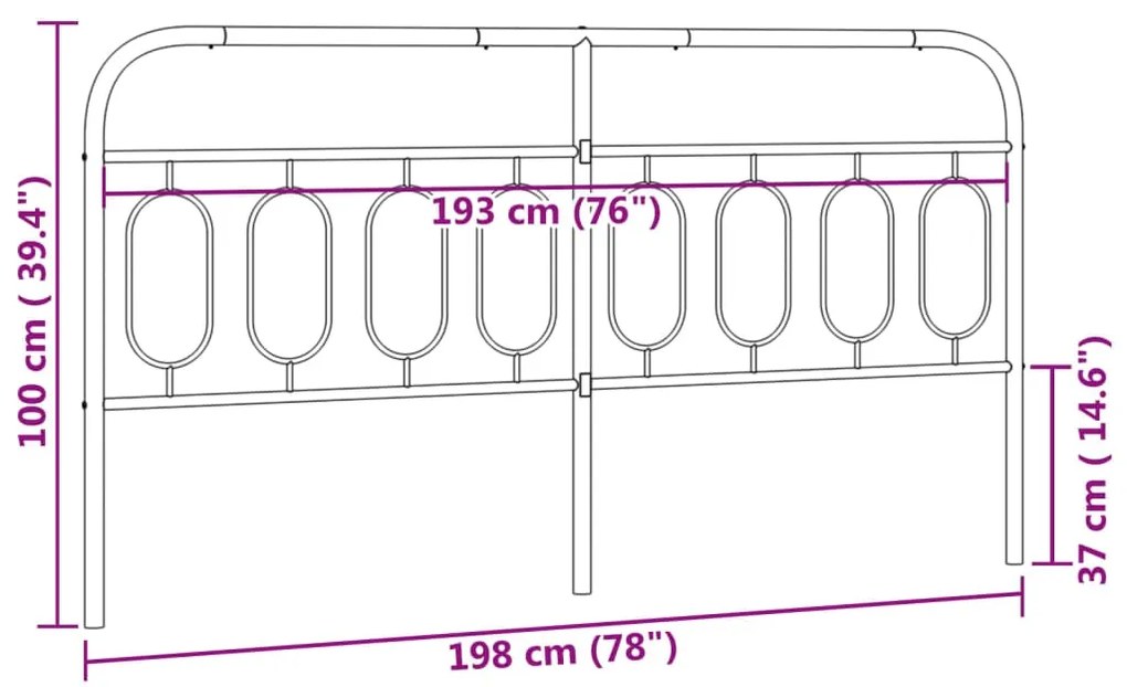 Cabeceira de cama 193 cm metal preto