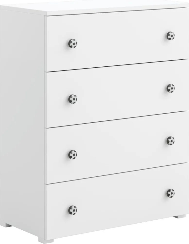 Cómoda Emily branca 102x80x40cm - puxadores em forma de bola de futebol
