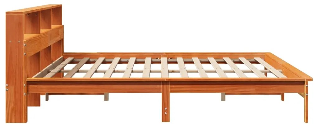 Cama sem colchão 200x200 cm pinho maciço castanho-mel