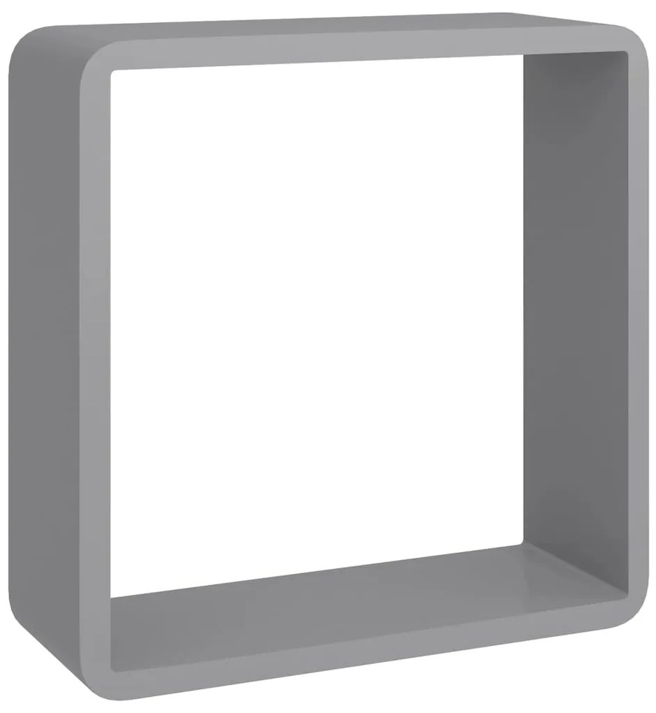 Prateleiras de parede em forma de cubo 3 pcs MDF cinzento