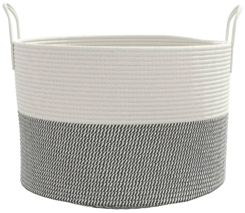 Cesto de arrumação Ø51x33 cm algodão cinzento e branco