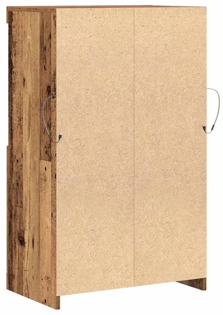 Sideboard vidaXL com Luzes LED Madeira Velha 60x37x100 cm