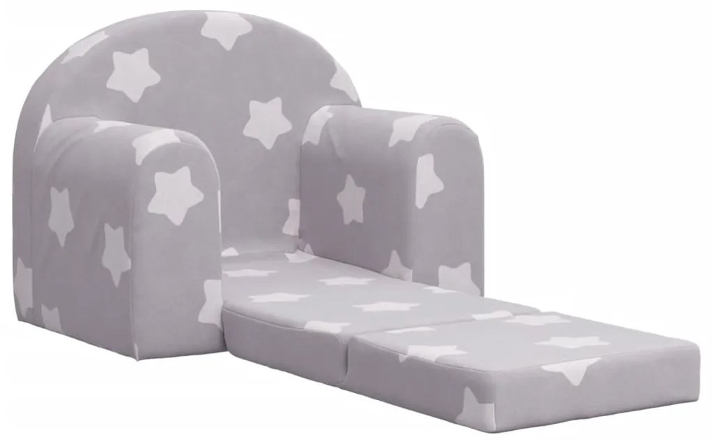 Sofá-cama infantil c/ estrelas pelúcia macia cinzento-claro
