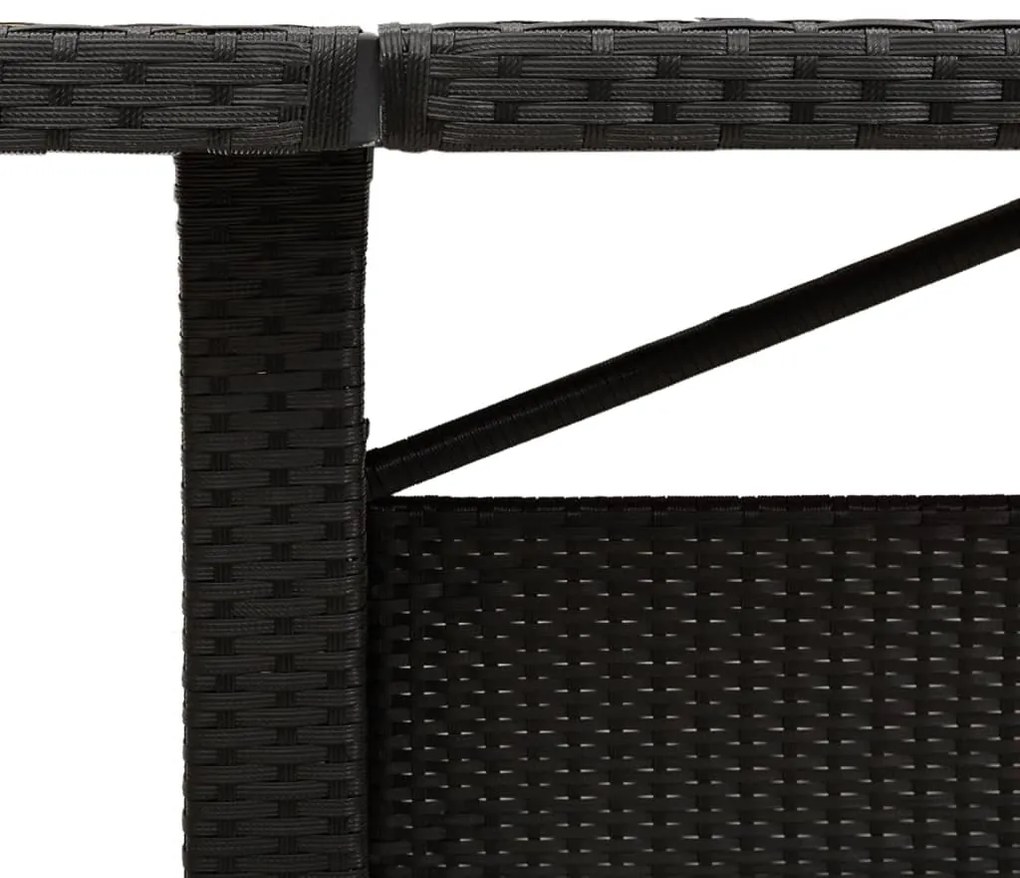 Mesa de jardim com tampo de madeira de acácia vime PE preto