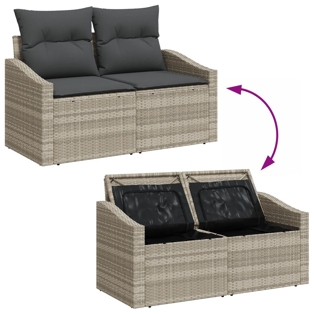 Conjunto de Jantar de Jardim com 5 Peças e Almofadas Cinza Claro em Ra