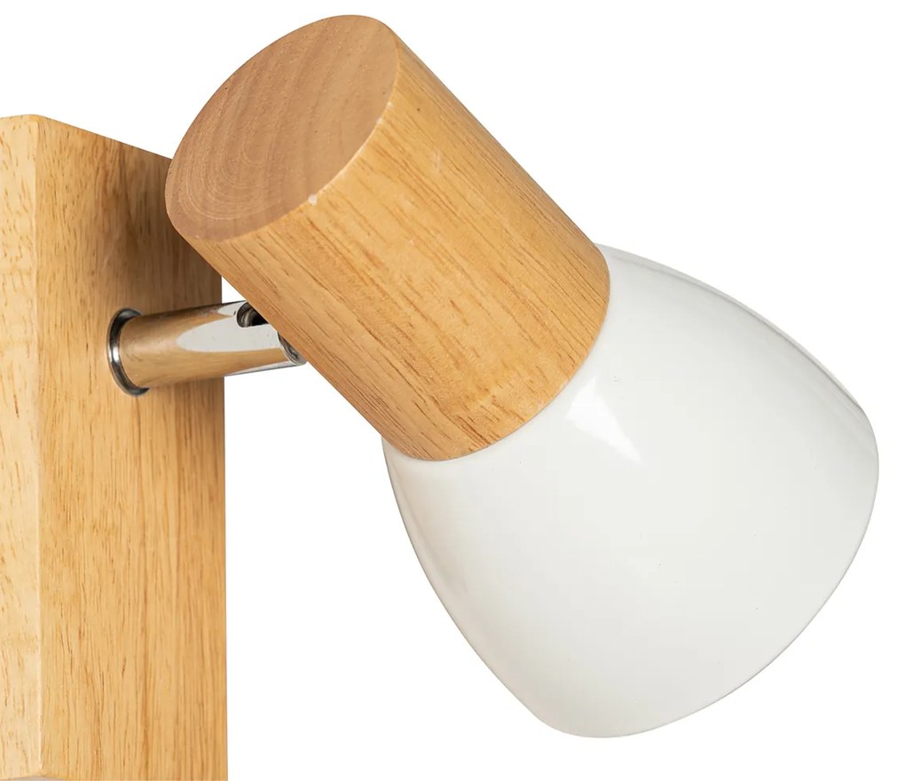 Candeeiro de parede rústico em madeira com branco ajustável - Thorin