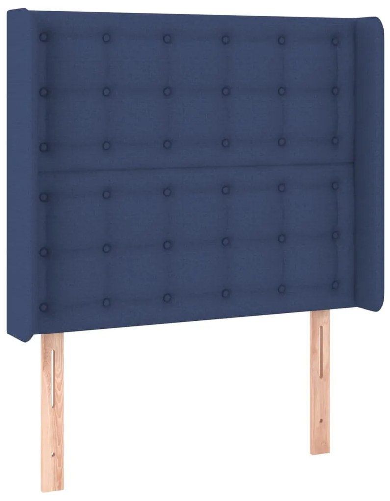 Cama box spring c/ colchão e LED 80x200 cm tecido azul