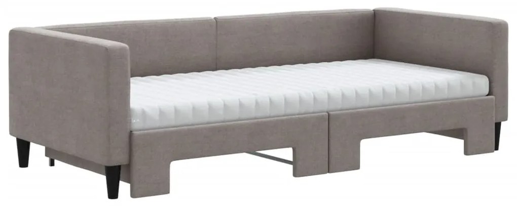 Sofá-cama c/ gavetão/colchões 90x200cm tecido cinza-acastanhado