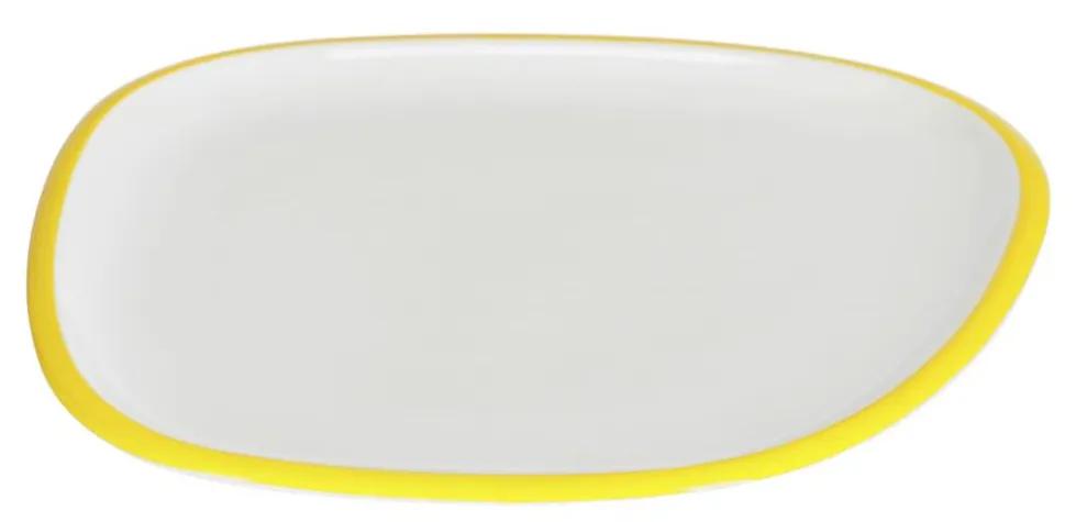 Kave Home - Prato de sobremesa Odalin porcelana branco e amarelo