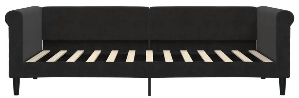 Sofá-cama com gavetão e gavetas 90x200 cm veludo preto