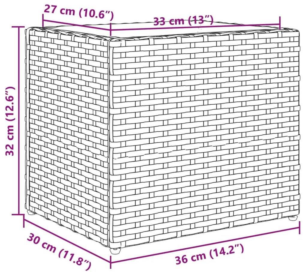 Vaso de jardim 36x30x32 cm vime PE castanho