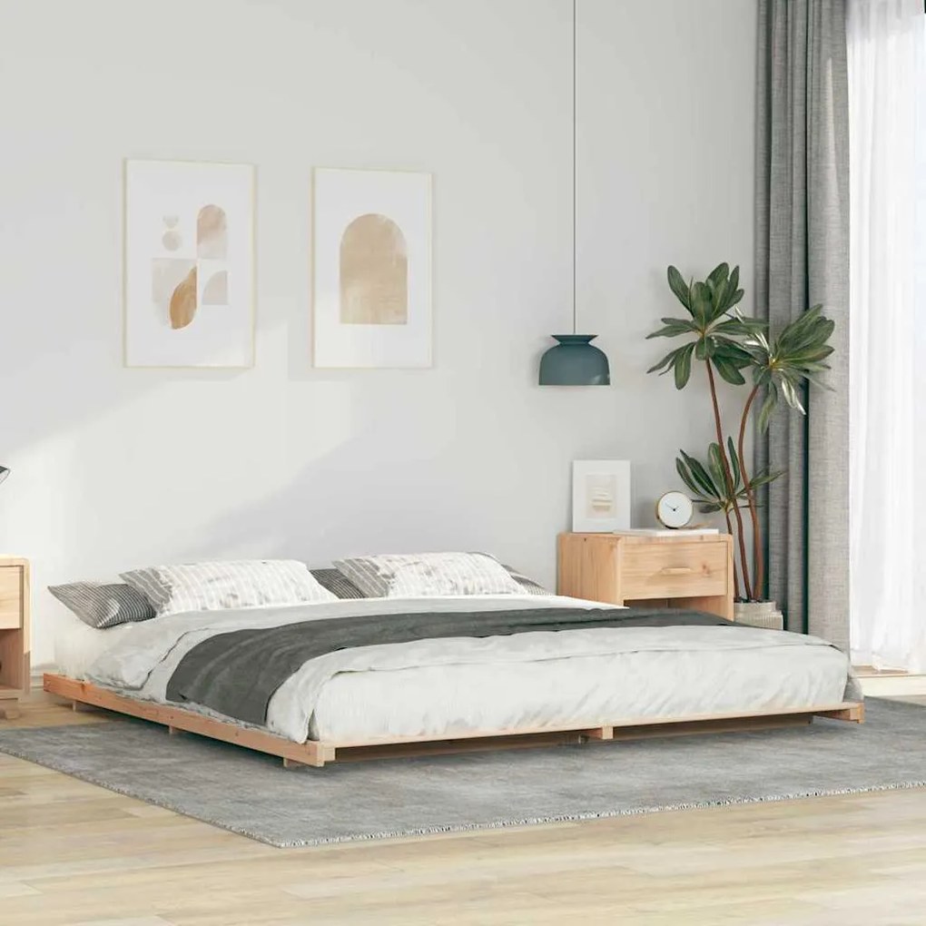 Estrutura de cama de chão Castanho 180 x 220 cm