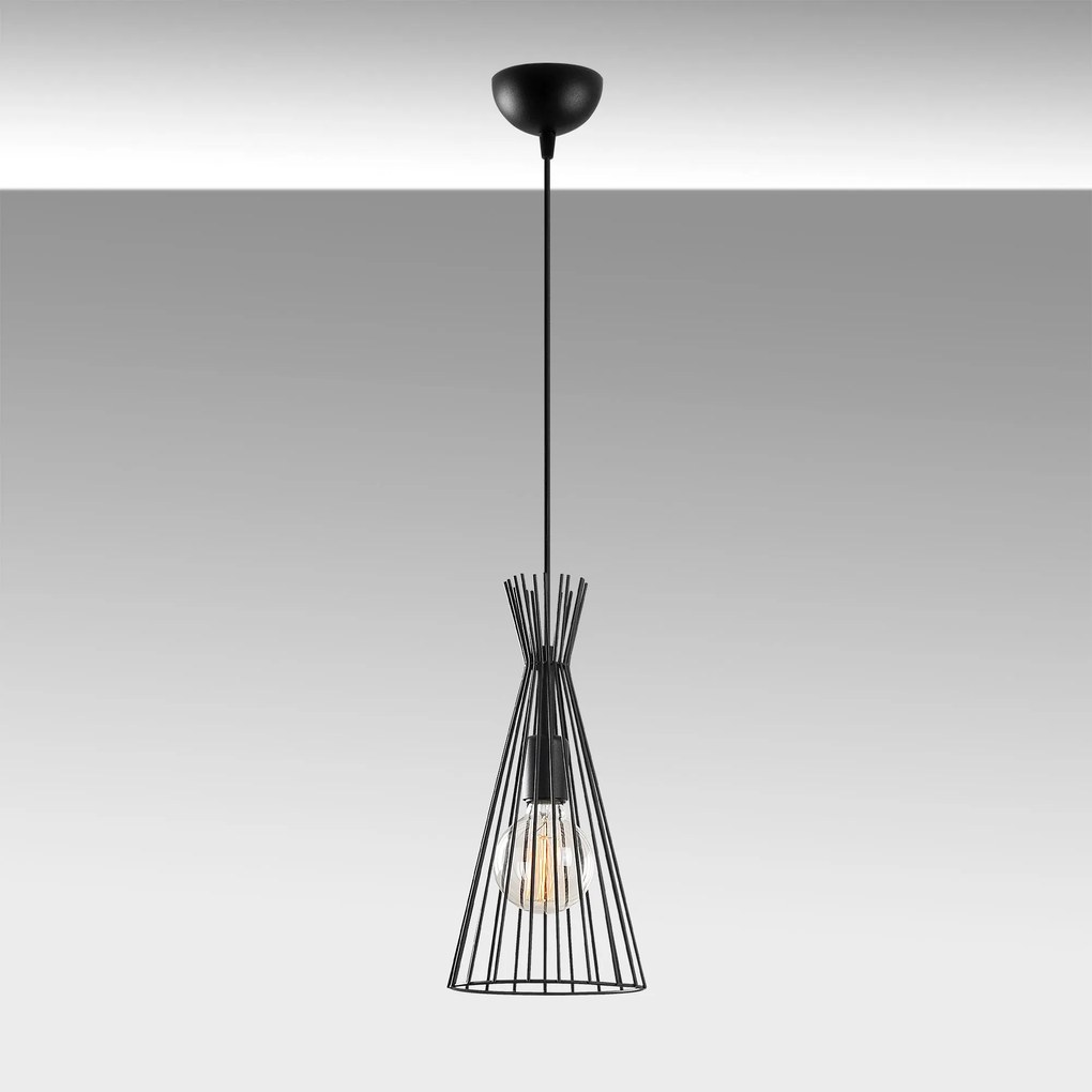 Candeeiro de Teto Mezopotamya – Preto – Diâmetro 20 cm, Altura 136 cm