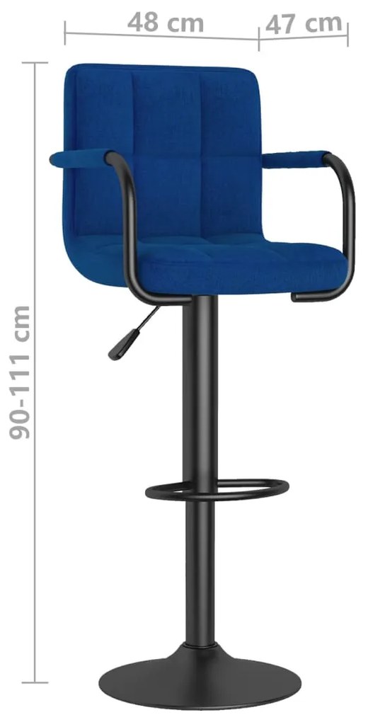 Bancos de bar 2 pcs tecido azul