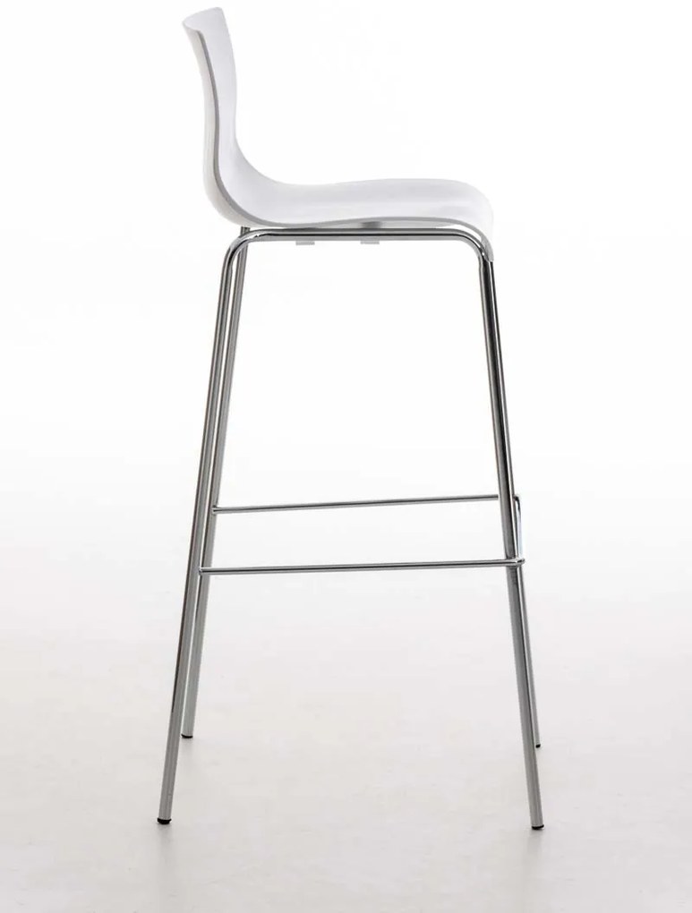 Banco de bar Hoover em plástico e com estrutura cromada 43 x 100 x 48 cm Branco