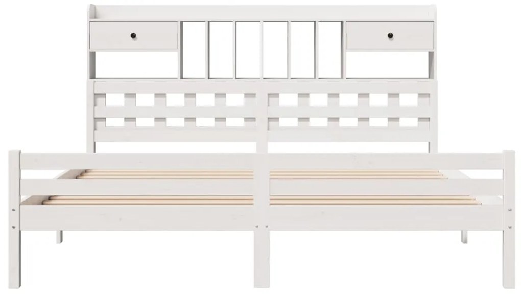 Cama com estante sem colchão 200x200 cm pinho maciço branco