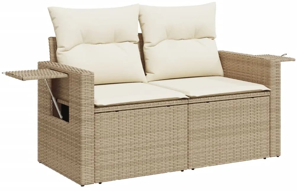 5 pcs conjunto de sofás p/ jardim com almofadões vime PE bege