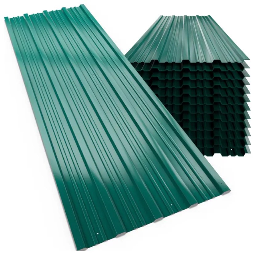 Conjunto de 12 telhas perfuradas 129 x 46 cm Verde + Cinzento