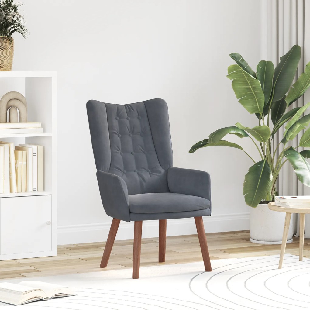 vidaXL Cadeira Relaxante Cinza Escuro Veludo