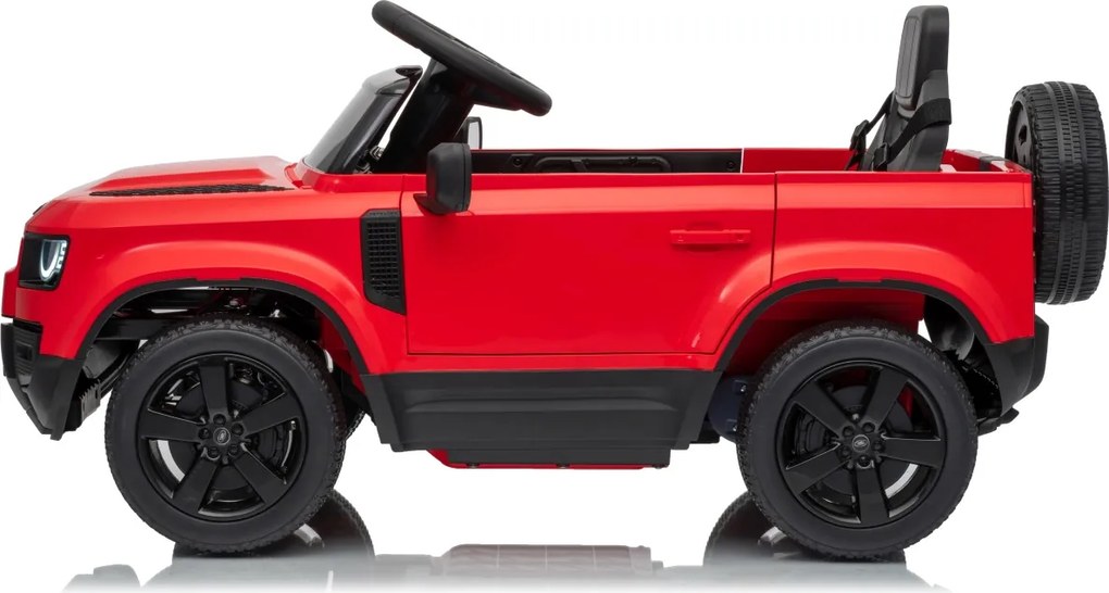 Carro elétrico para Crianças 12V 4x4 Land Rover Defender Rodas de espuma EVA, Assento Couro ecológico, Controlo remoto Vermelho