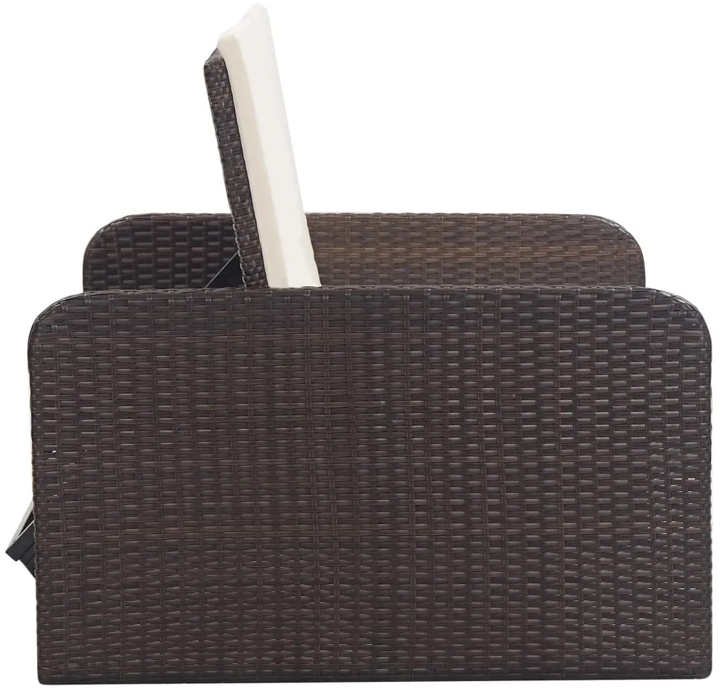 2 pcs conjunto lounge jardim c/ almofadões vime PE castanho
