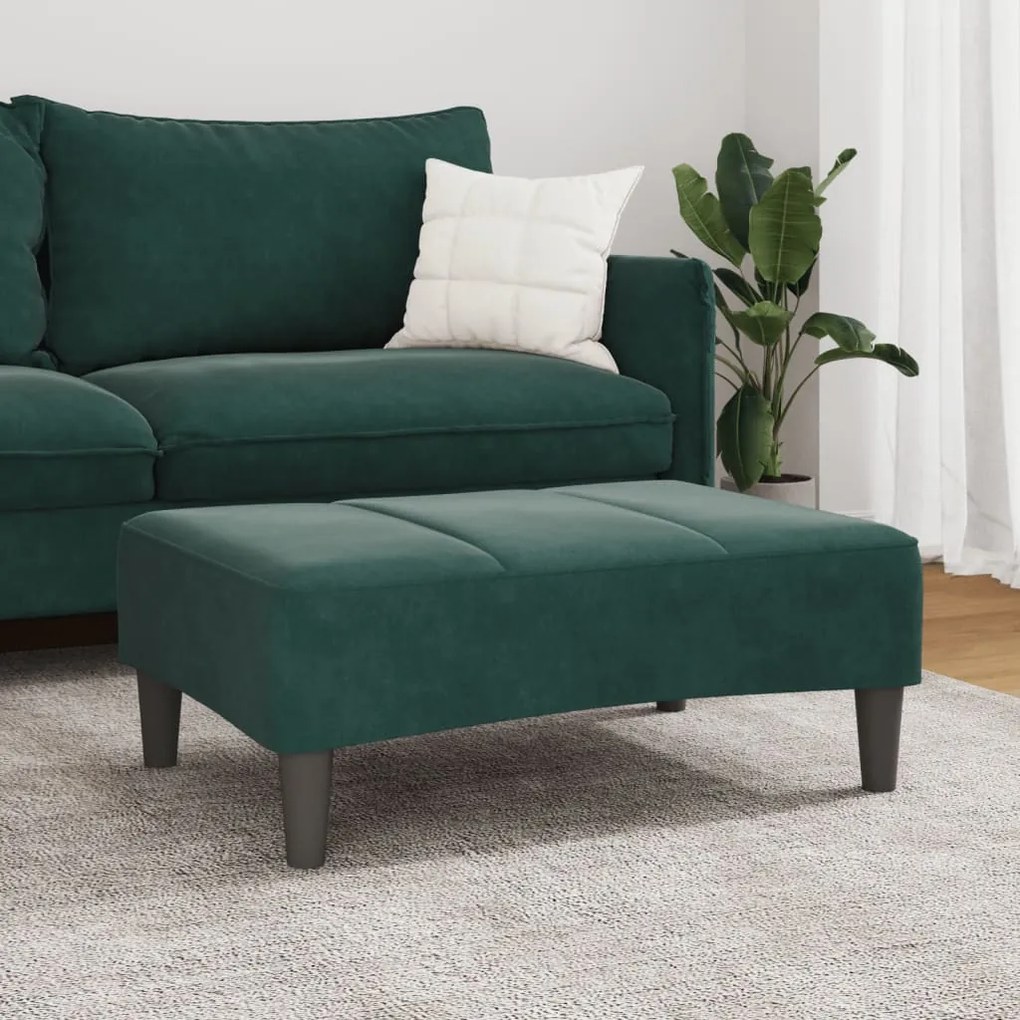 Apoio de pés 77x55x31 cm veludo verde-escuro