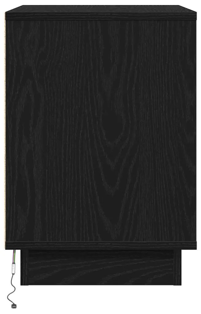Criado-mudo com LED Carvalho Preto 50x34,5x50 cm