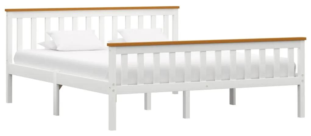 283248 vidaXL Estrutura de cama em pinho maciço 160x200 cm branco