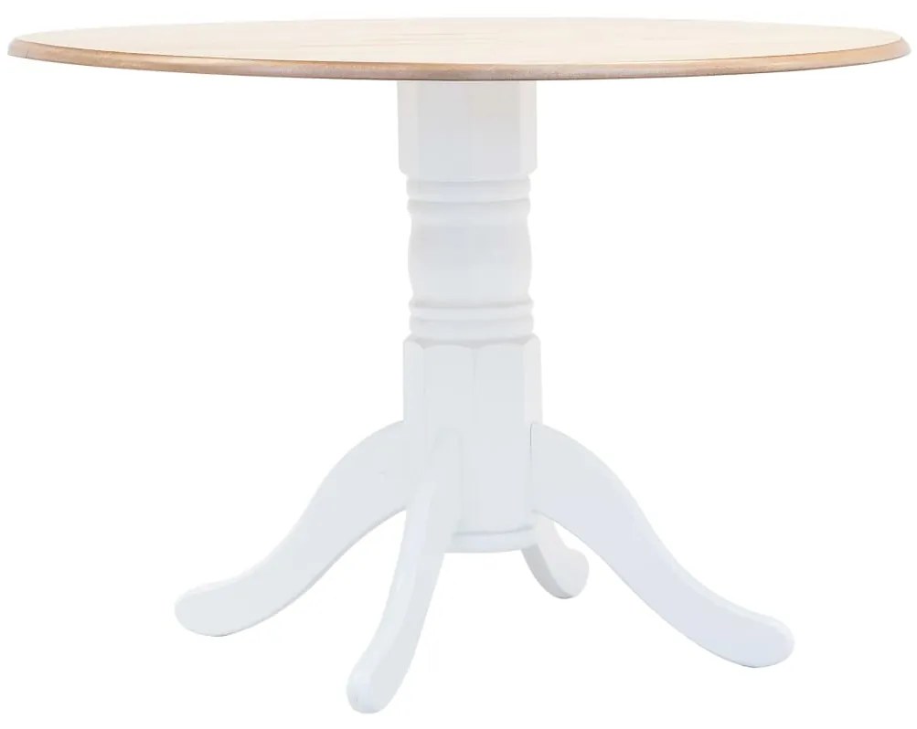 vidaXL Mesa de jantar 106 cm seringueira maciça branco e castanho