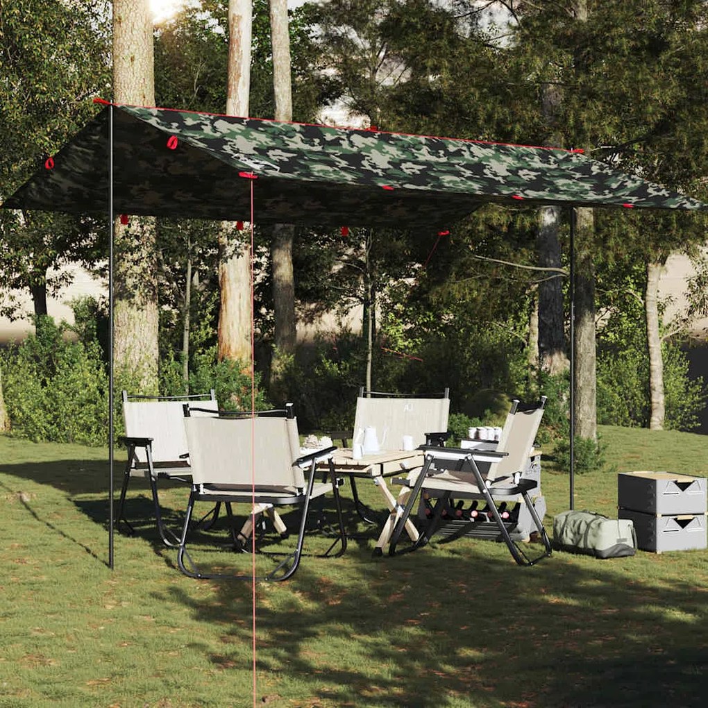 Lona de campismo 406x306 cm impermeável camuflagem
