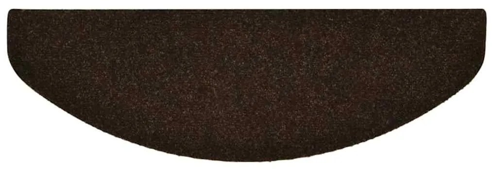 Tapetes escada autoadesivos 15 pcs 65x21x4 cm agulhado castanho