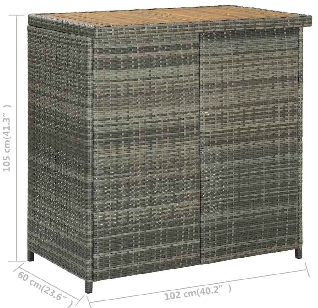 3 pcs conjunto de bar vime PE cinzento