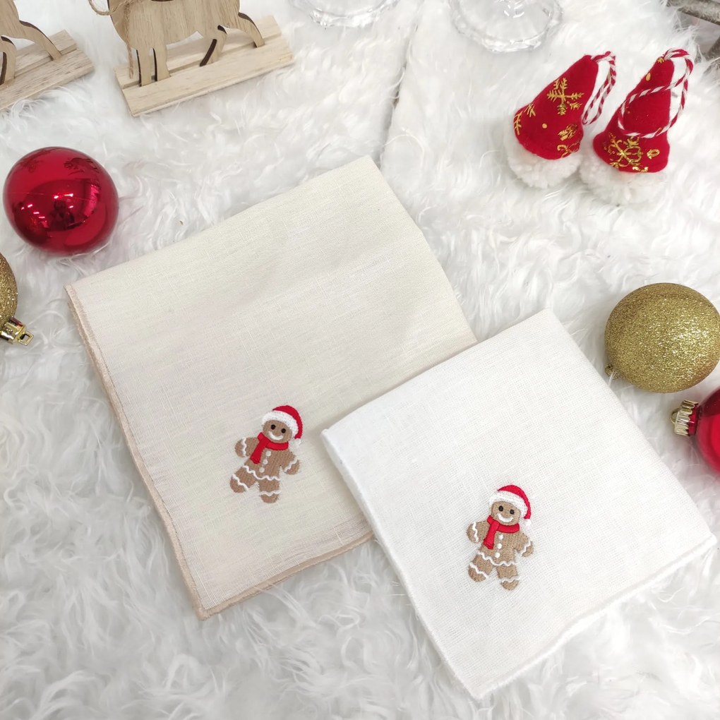 Individual/Guardanapo Rolinho Linho Of Gingerbread Man White