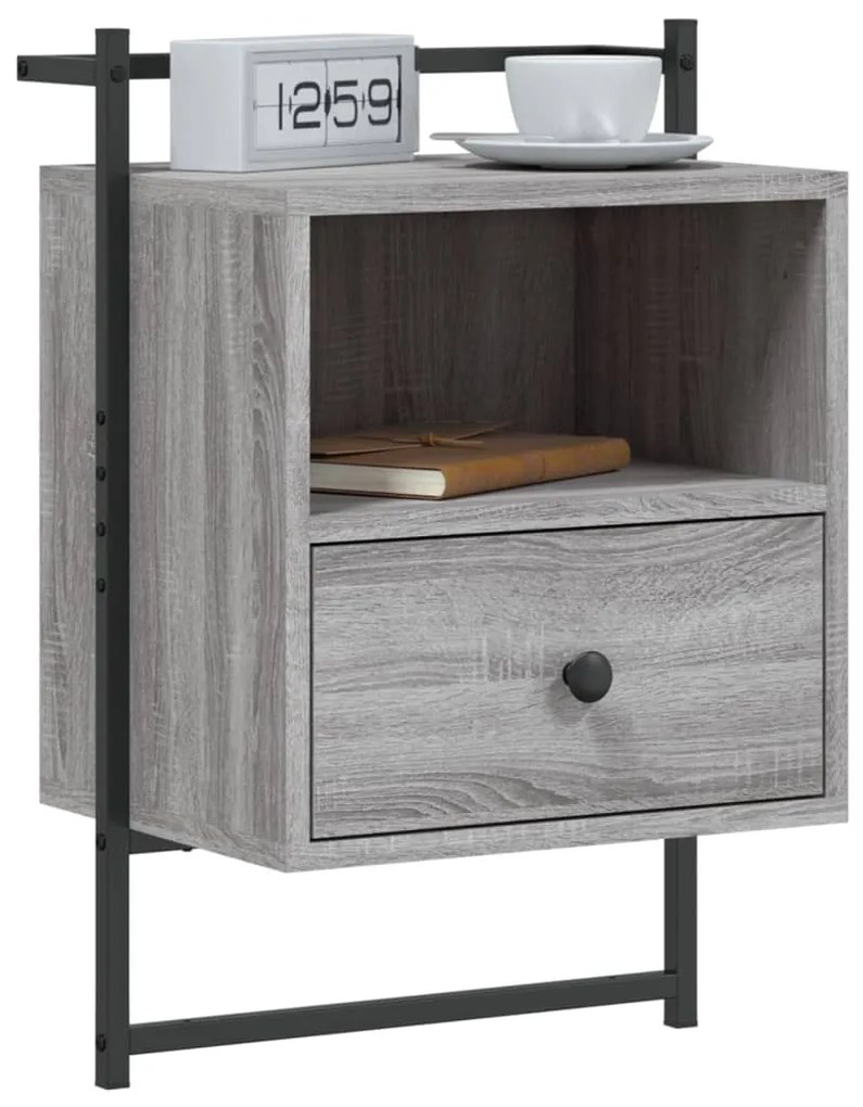 Mesas cabeceira 2 pcs 40x30x61cm deriv. madeira cinzento sonoma