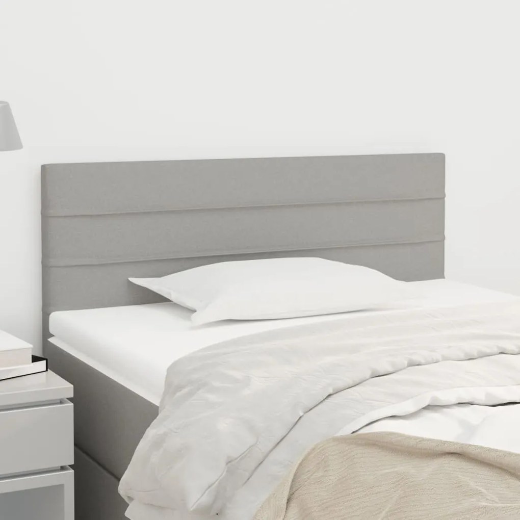 346102 vidaXL Cabeceira de cama tecido 80x5x78/88 cm cinzento-claro