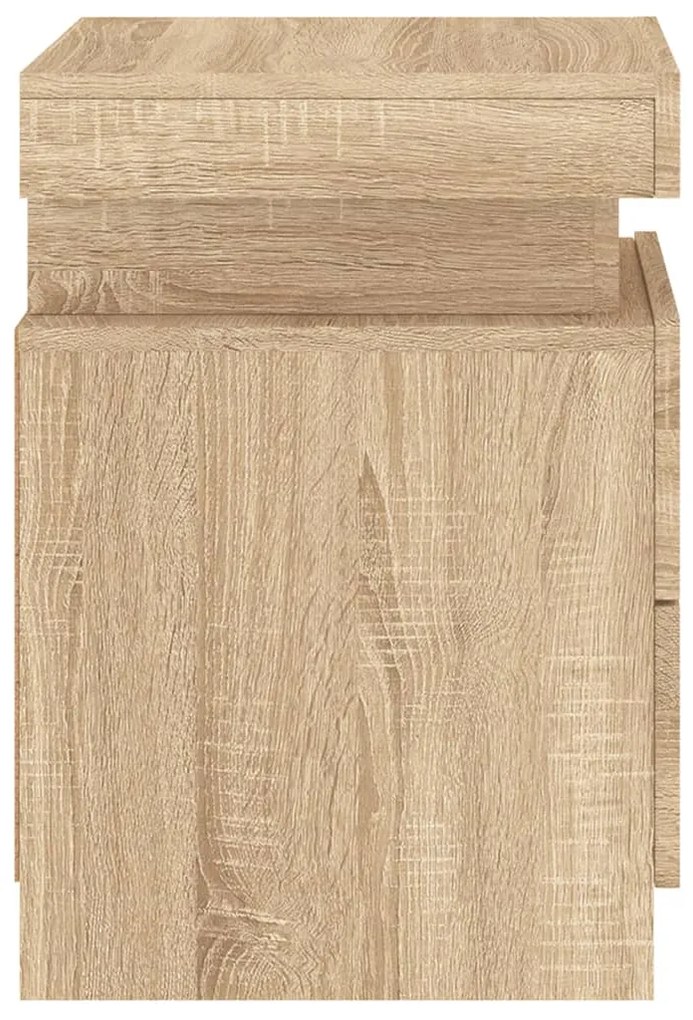 Mesas cabeceira c/ luzes LED 2 pcs 35x39x55 cm carvalho sonoma