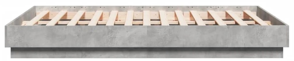 Estrutura de cama com luzes LED 135x190 cm cinzento cimento