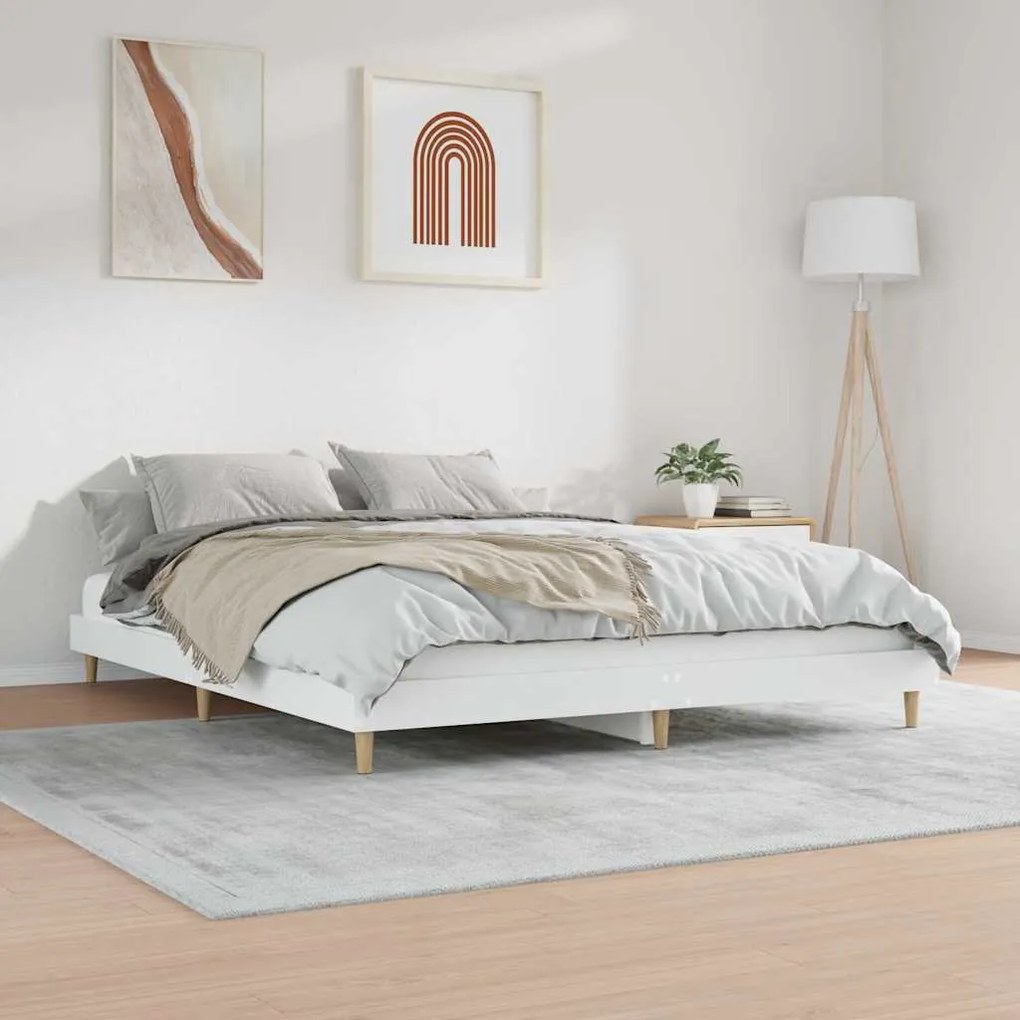 Estrutura de cama 120x200 cm derivados de madeira branco