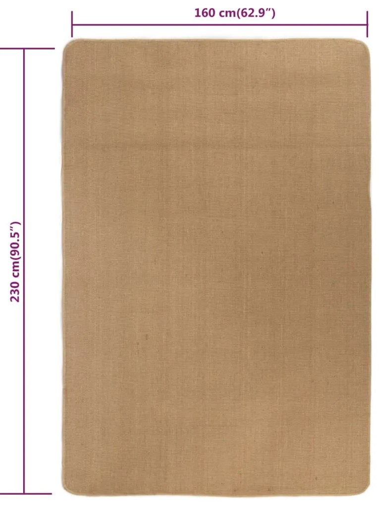 Tapete de divisão em juta com apoio de látex 160x230 cm natural