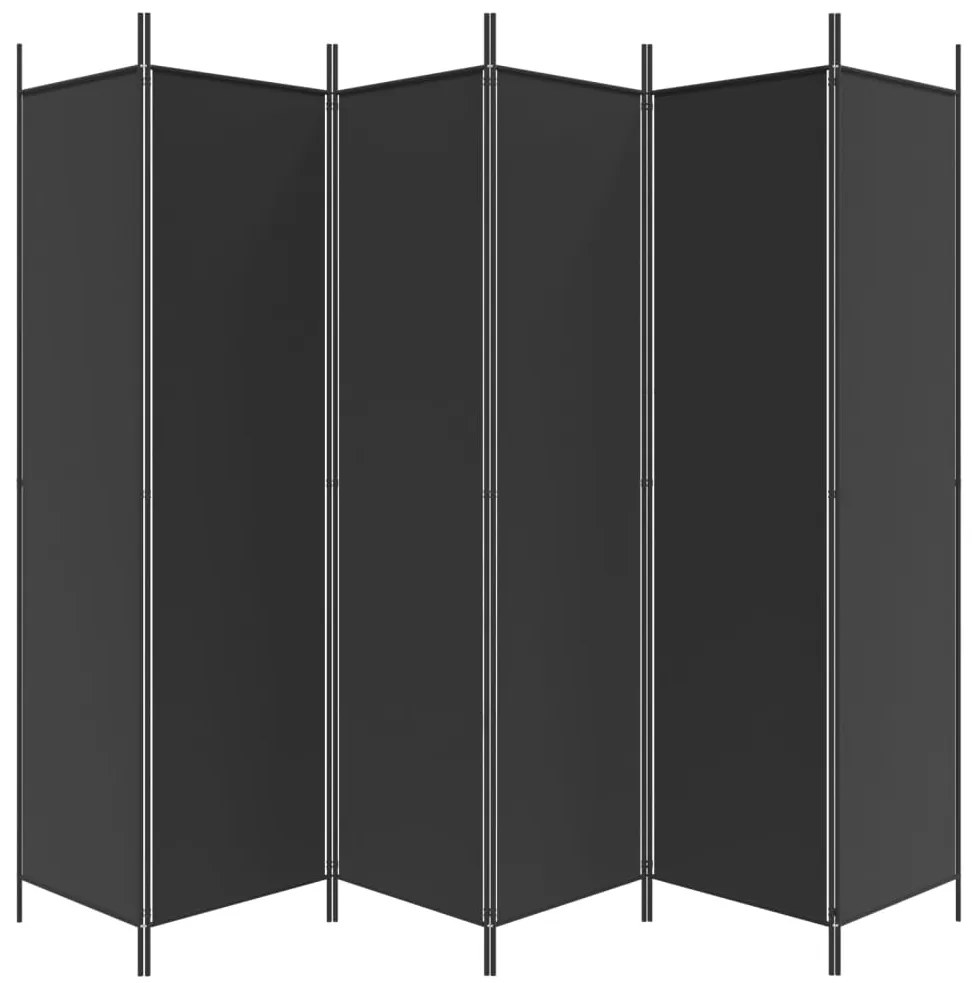 Divisória de quarto com 6 painéis 300x200 cm tecido preto