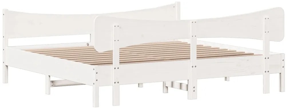 Cama sem colchão 200x200 cm madeira de pinho maciça branco