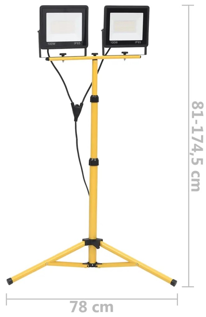 Projetor c/ iluminação LED e tripé 2x100 W branco frio