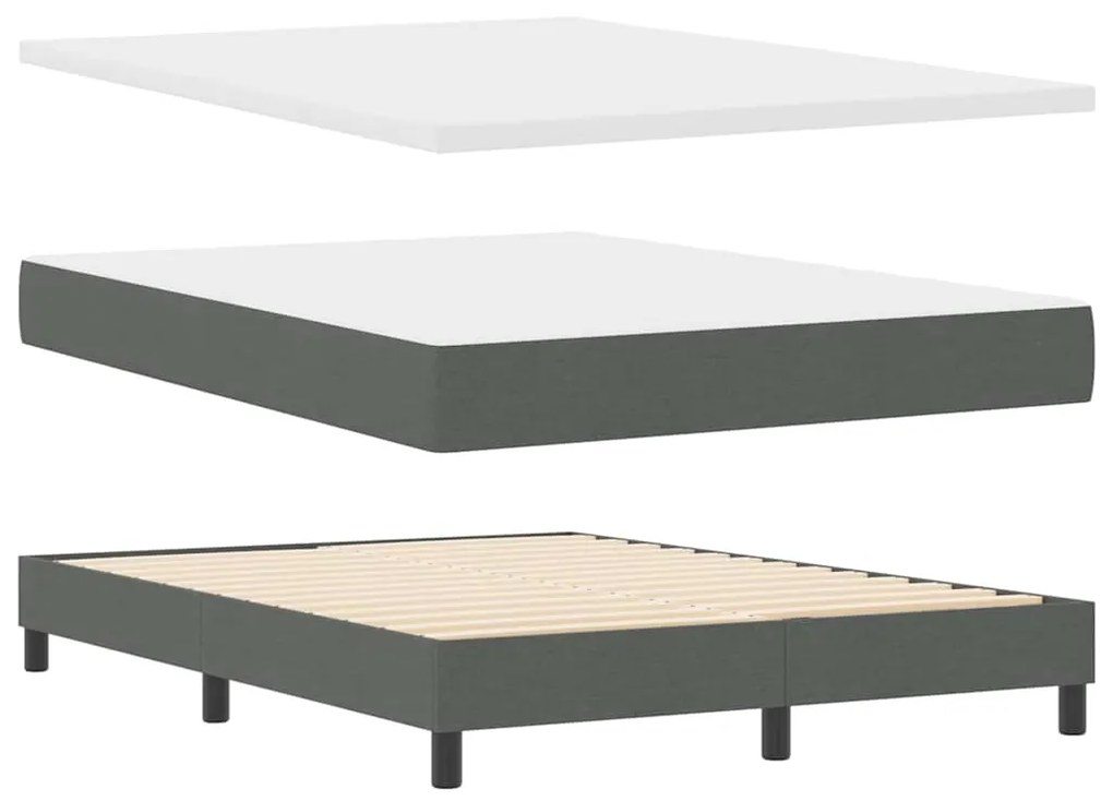 Cama Box Spring com Colchão e LED Cinza Escuro 140x200 cm de Tecido