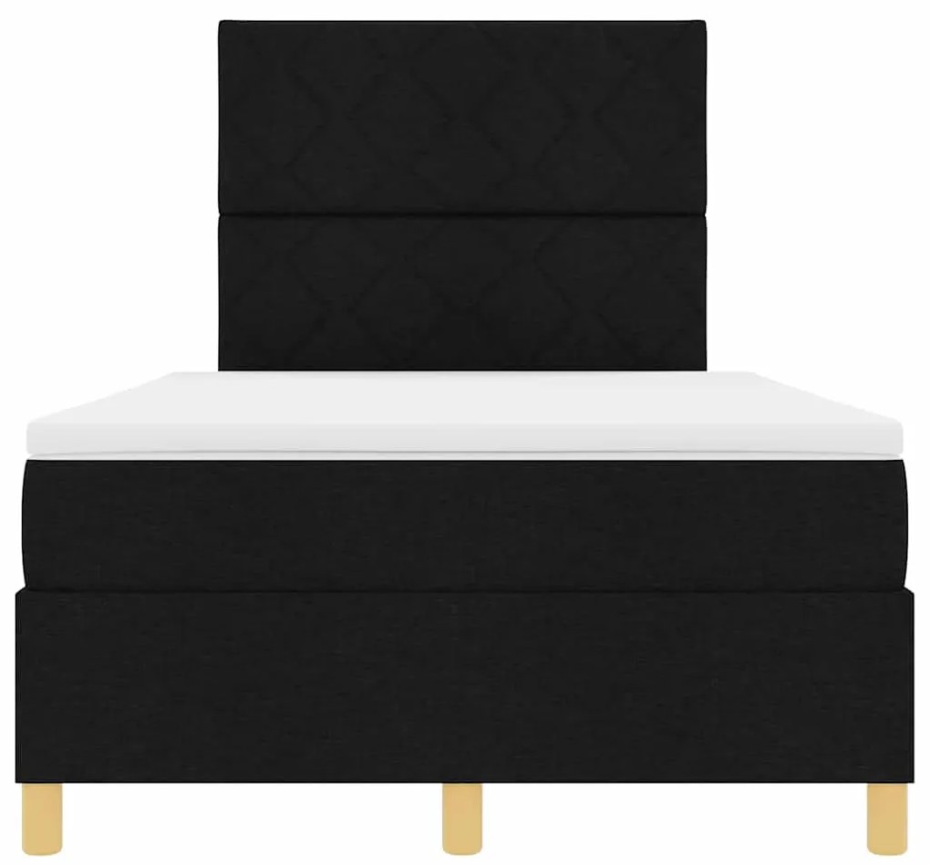 Cama Box Spring com Colchão e LED Preto 120x190 cm Tecido