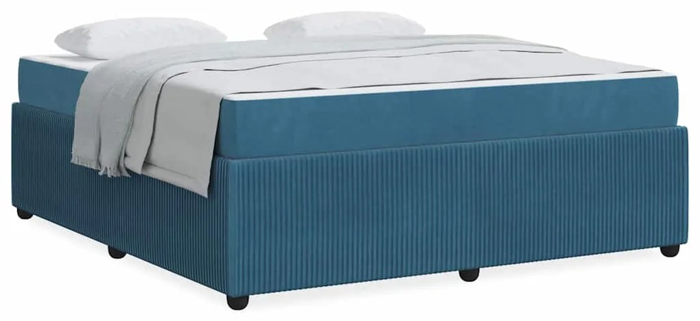Estrutura de cama com colchão Outros Azul 180 x 200 cm Veludo